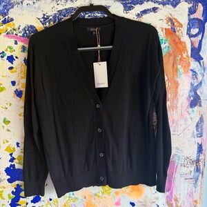 Quince Black Knit Button Cardigan